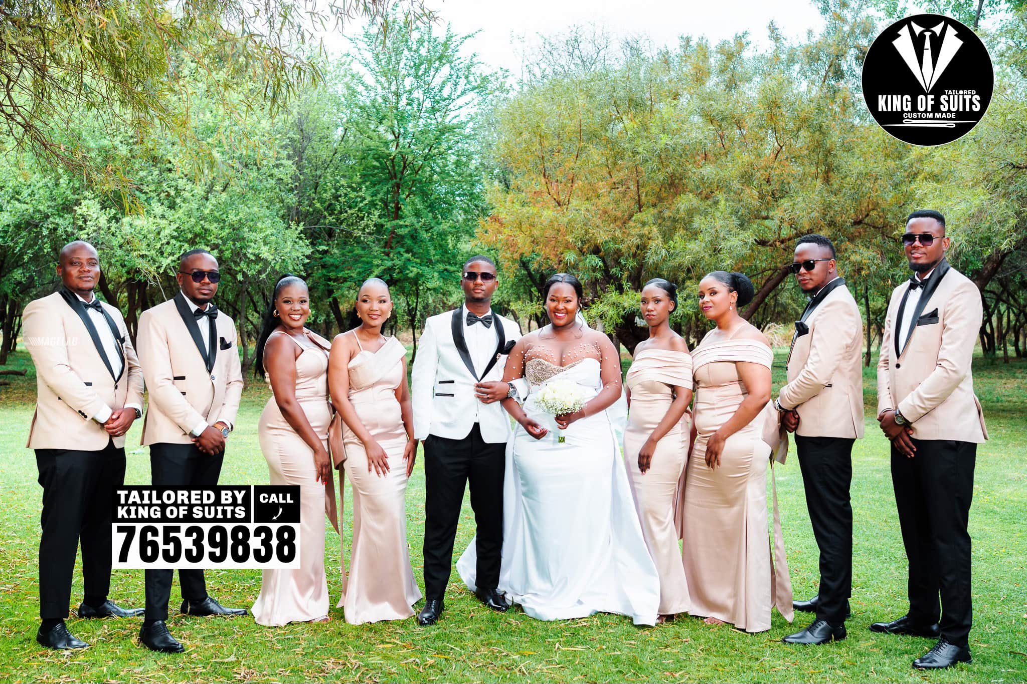 King of Suits wedding party in tailored formalwear