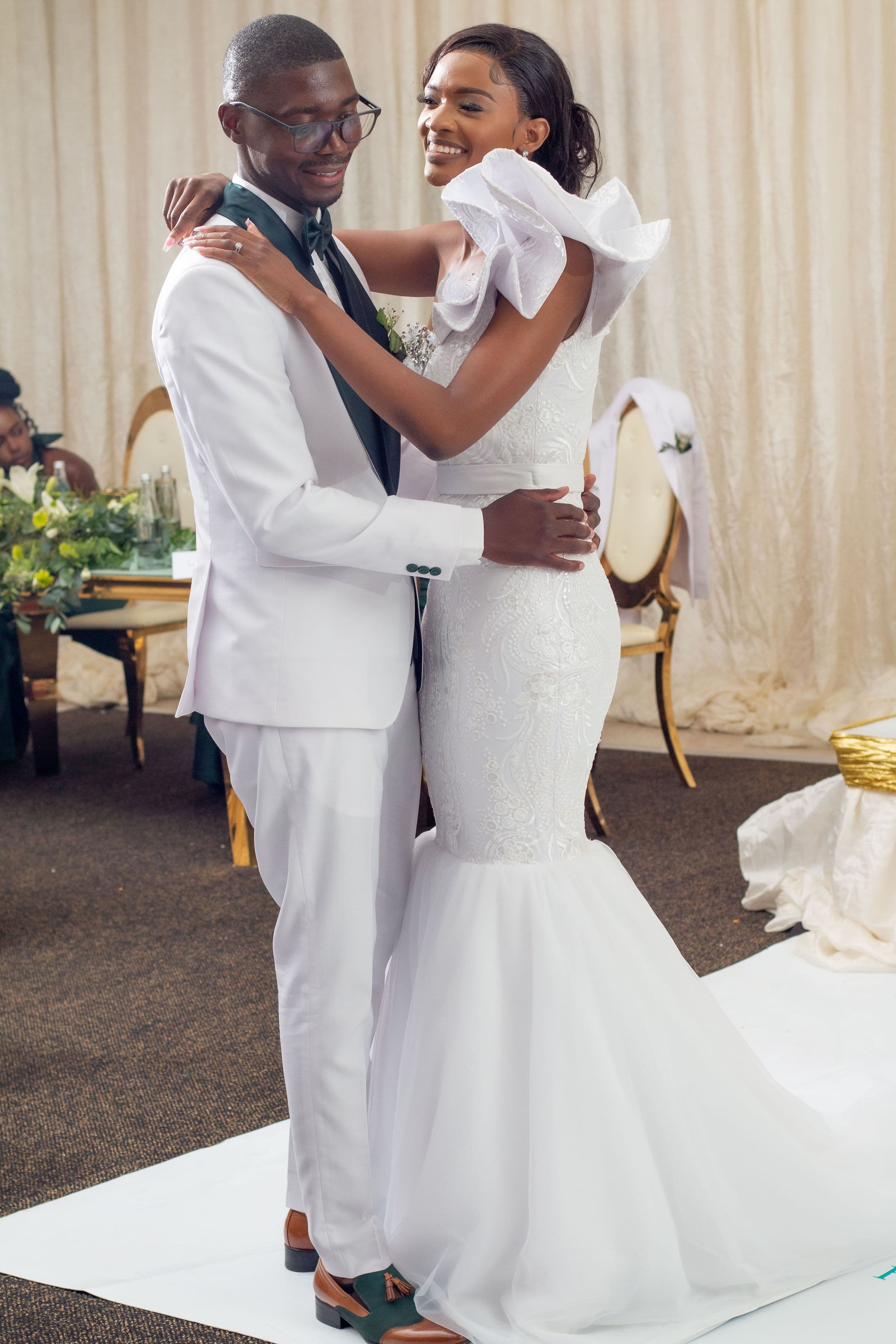 Bride and groom at their wedding reception